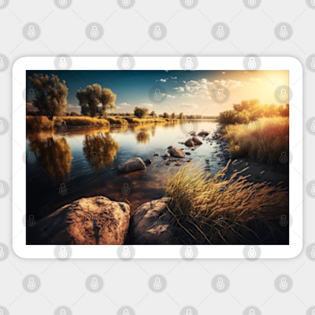 Sunny riverside landscape #3 Sticker by SmartPics